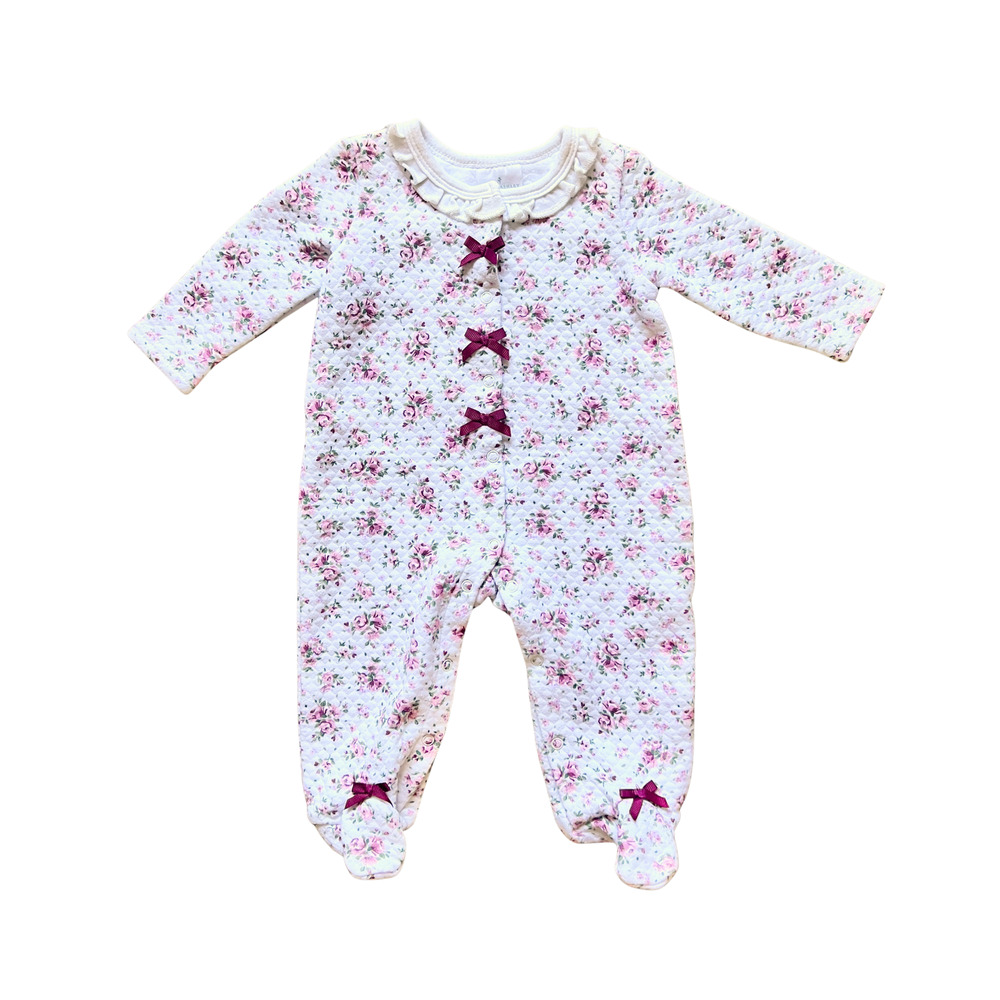 Laura Ashley Baby Quilted Sleepsuit 3-6 Months Ditsy Floral Cottage Coquette